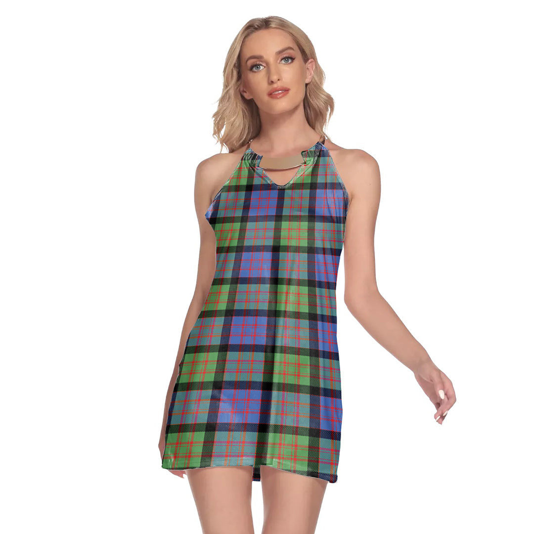 MacDonald Ancient Tartan Plaid Round Neck Above Knee Dress