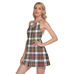 Stewart Dress Modern Tartan Plaid Round Neck Above Knee Dress