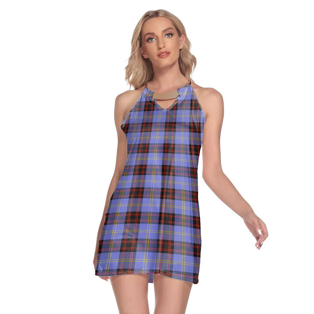 Rutherford Tartan Plaid Round Neck Above Knee Dress