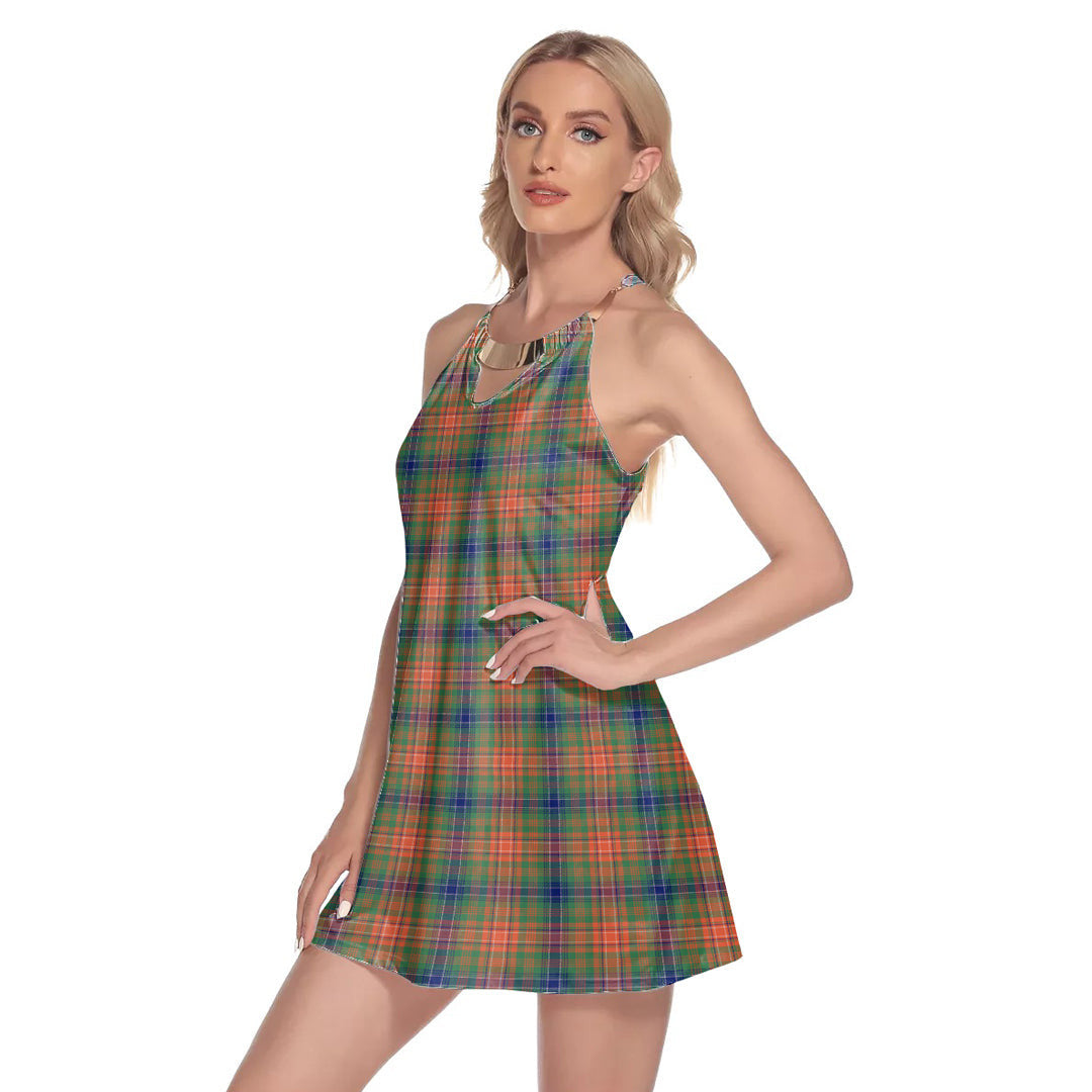 Wilson Ancient Tartan Plaid Round Neck Above Knee Dress