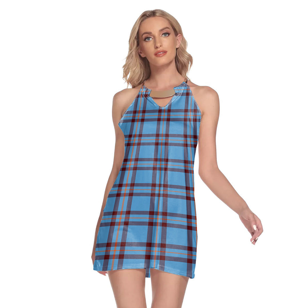 Elliot Ancient Tartan Plaid Round Neck Above Knee Dress