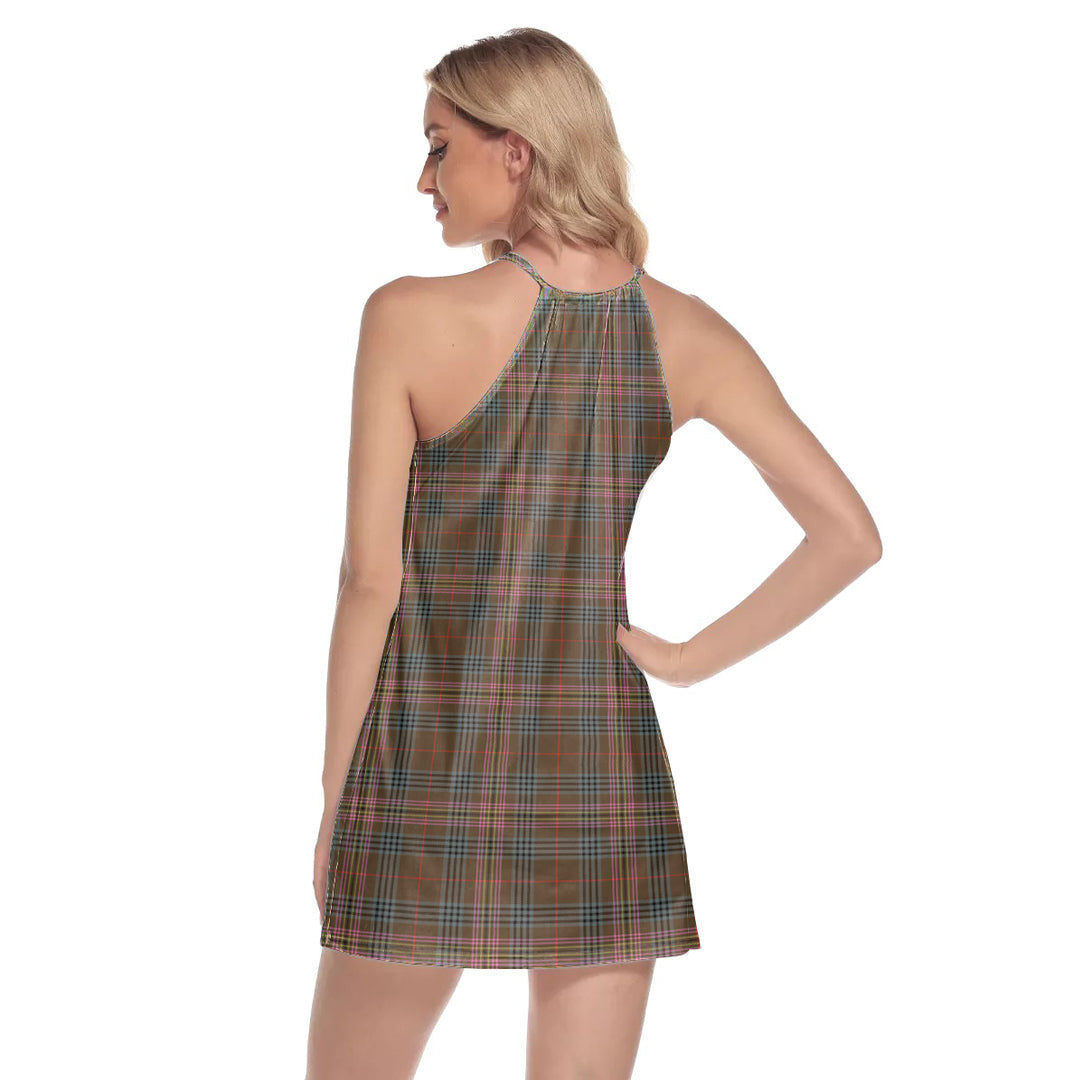 Kennedy Weathered Tartan Plaid Round Neck Above Knee Dress