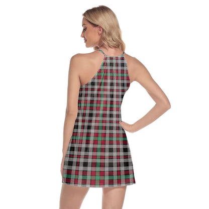 Borthwick Ancient Tartan Plaid Round Neck Above Knee Dress