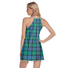 Flower Of Scotland Tartan Plaid Round Neck Above Knee Dress