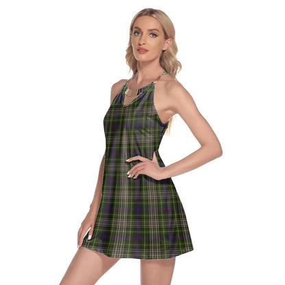 Davidson Tulloch Dress Tartan Plaid Round Neck Above Knee Dress