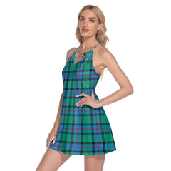 Flower Of Scotland Tartan Plaid Round Neck Above Knee Dress