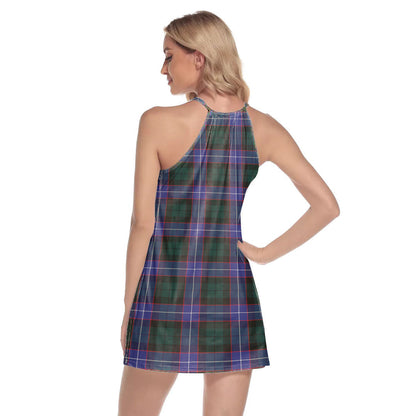 Hunter Modern Tartan Plaid Round Neck Above Knee Dress