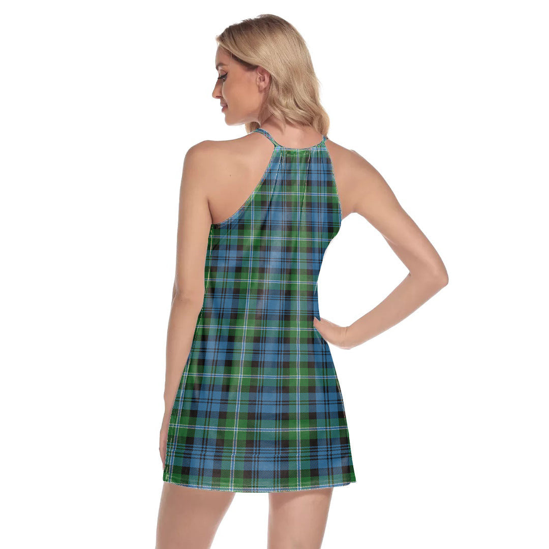 Lyon Tartan Plaid Tartan Plaid Round Neck Above Knee Dress