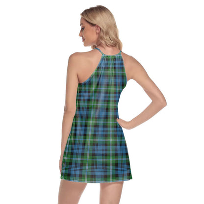 Lyon Tartan Plaid Tartan Plaid Round Neck Above Knee Dress