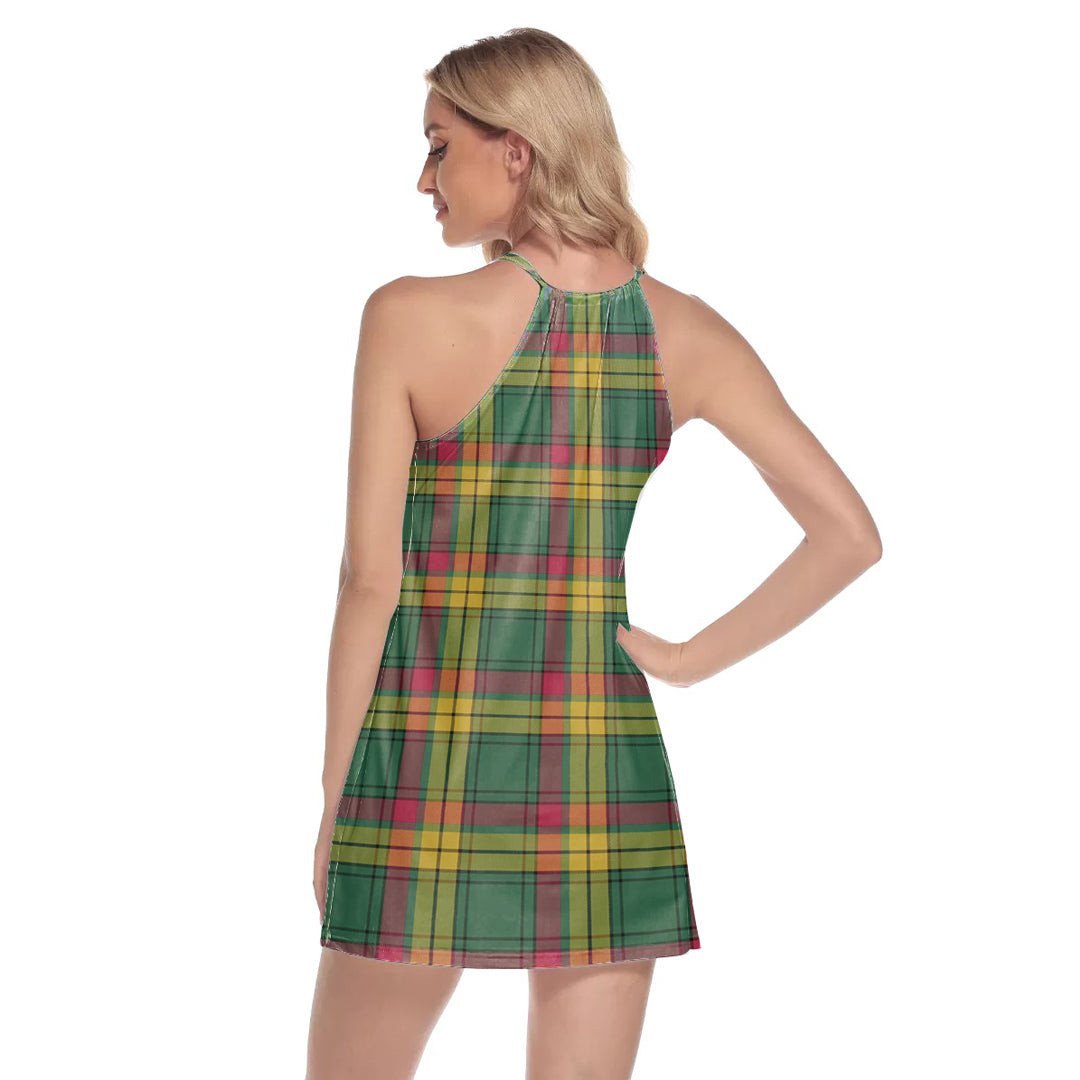 MacMillan Old Ancient Tartan Plaid Round Neck Above Knee Dress