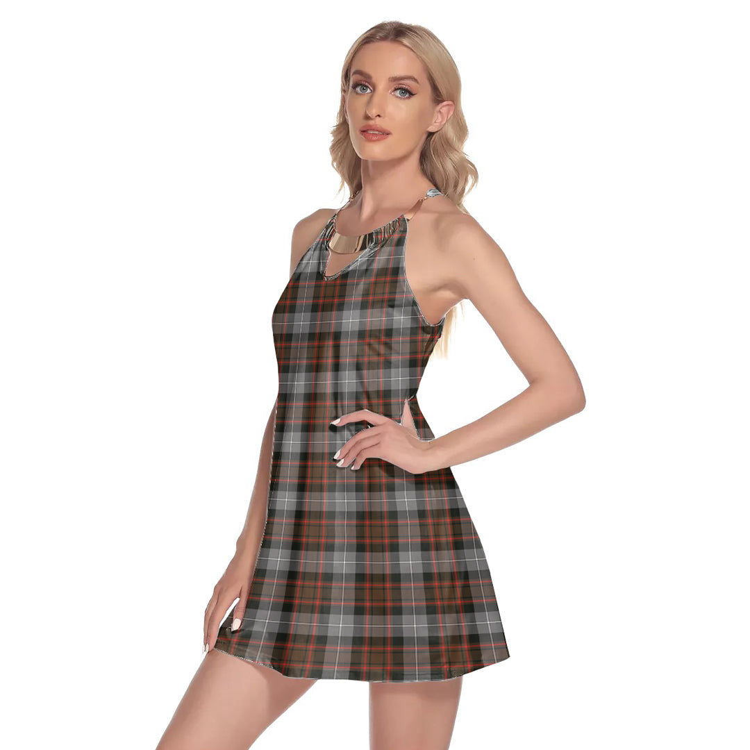 MacRae Hunting Weathered Tartan Plaid Round Neck Above Knee Dress