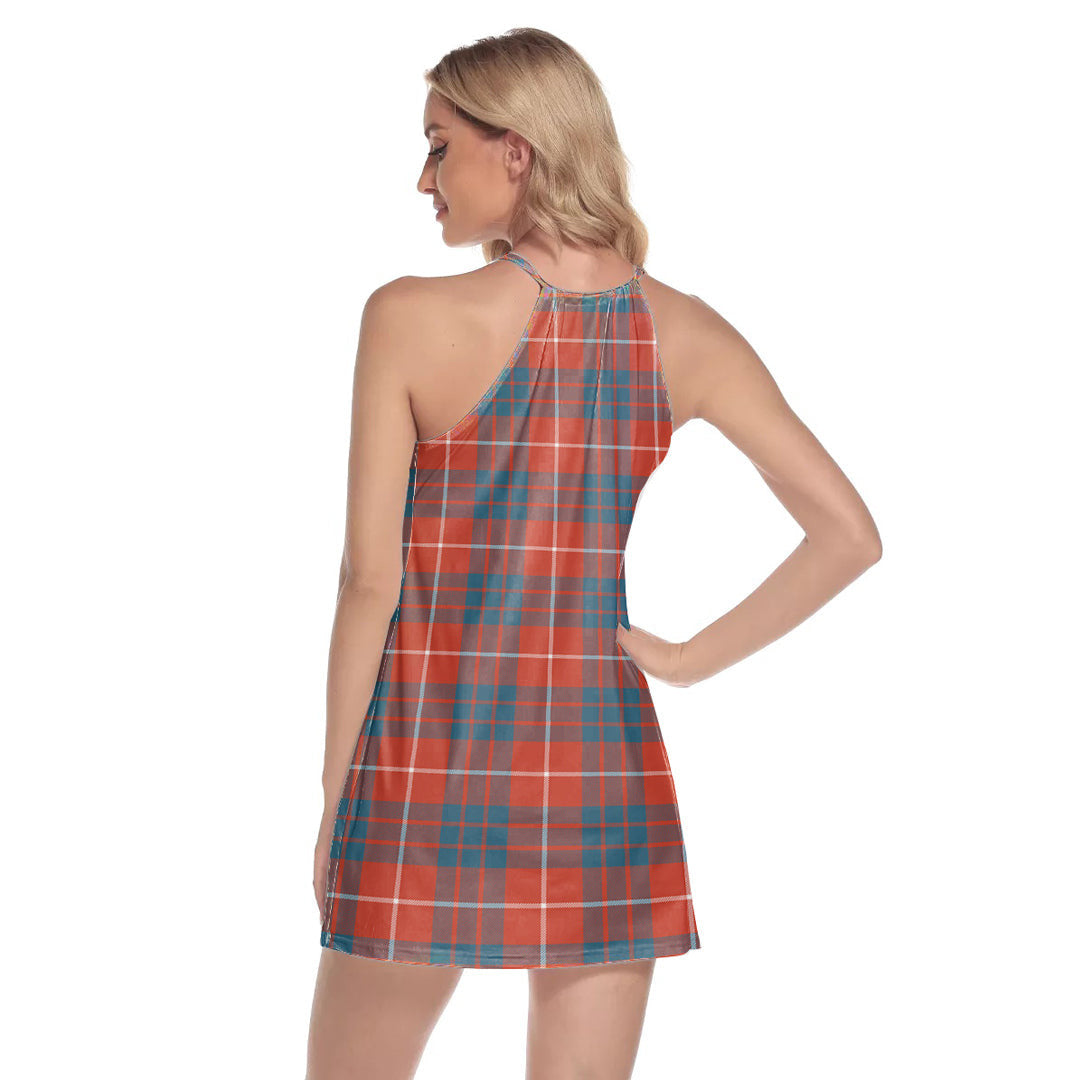 Hamilton Ancient Tartan Plaid Round Neck Above Knee Dress