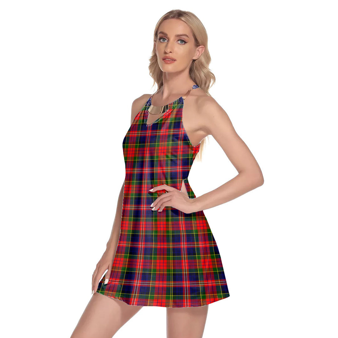 MacPherson Modern Tartan Plaid Round Neck Above Knee Dress