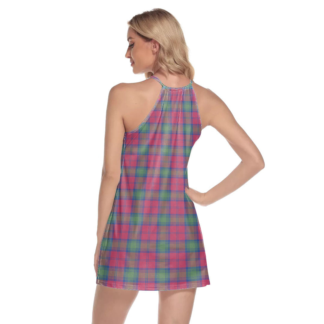 Lindsay Ancient Tartan Plaid Round Neck Above Knee Dress