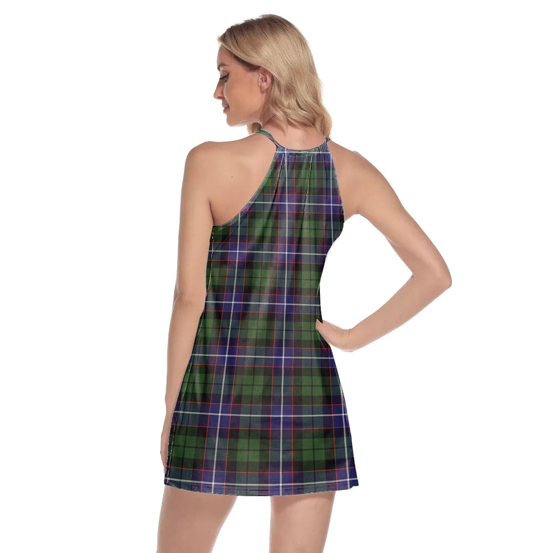 Galbraith Modern Tartan Plaid Round Neck Above Knee Dress