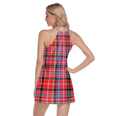 Aberdeen District Tartan Plaid Round Neck Above Knee Dress