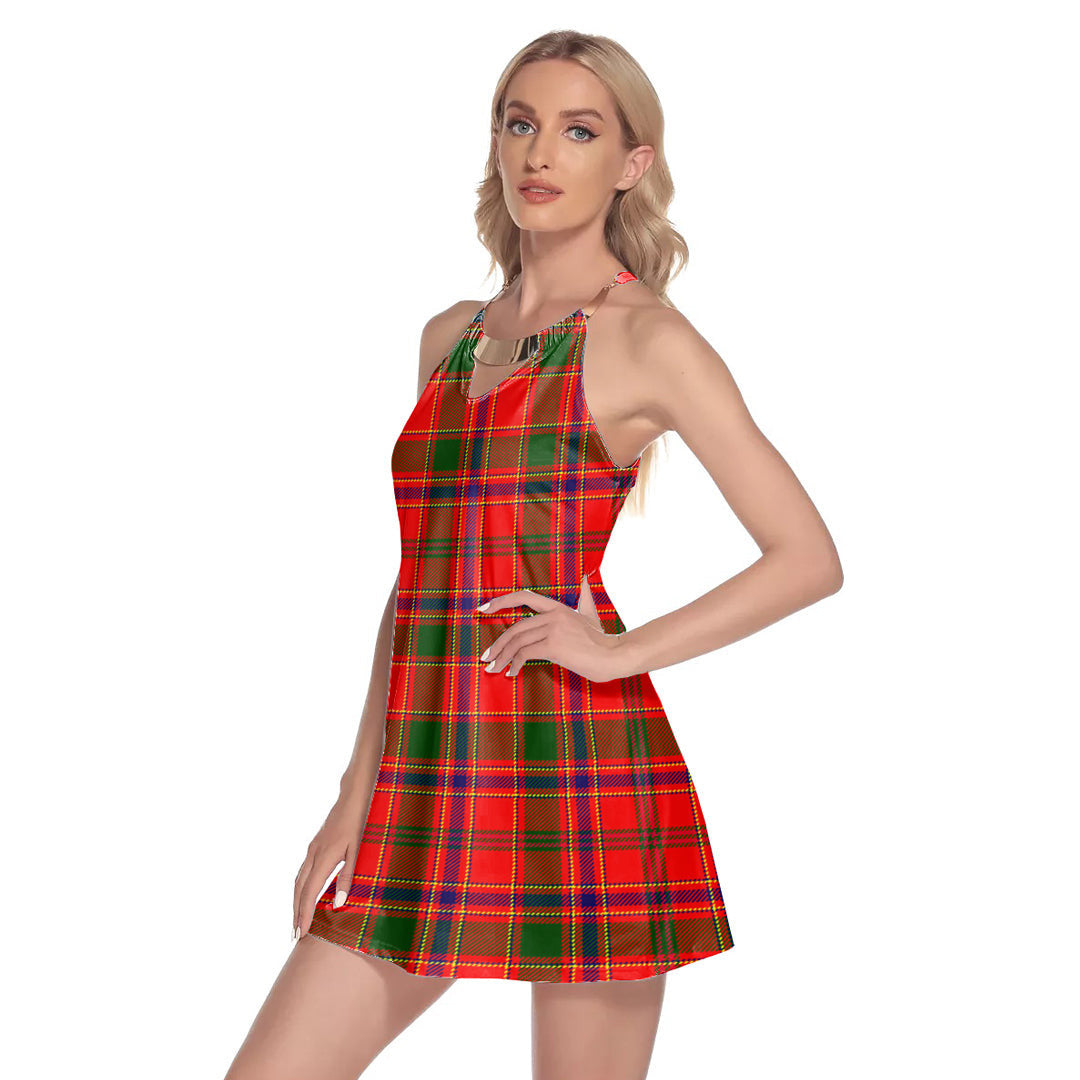 Munro Modern Tartan Plaid Round Neck Above Knee Dress