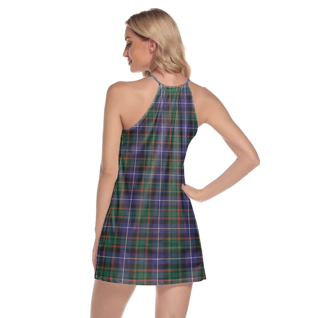 MacRae Hunting Modern Tartan Plaid Round Neck Above Knee Dress