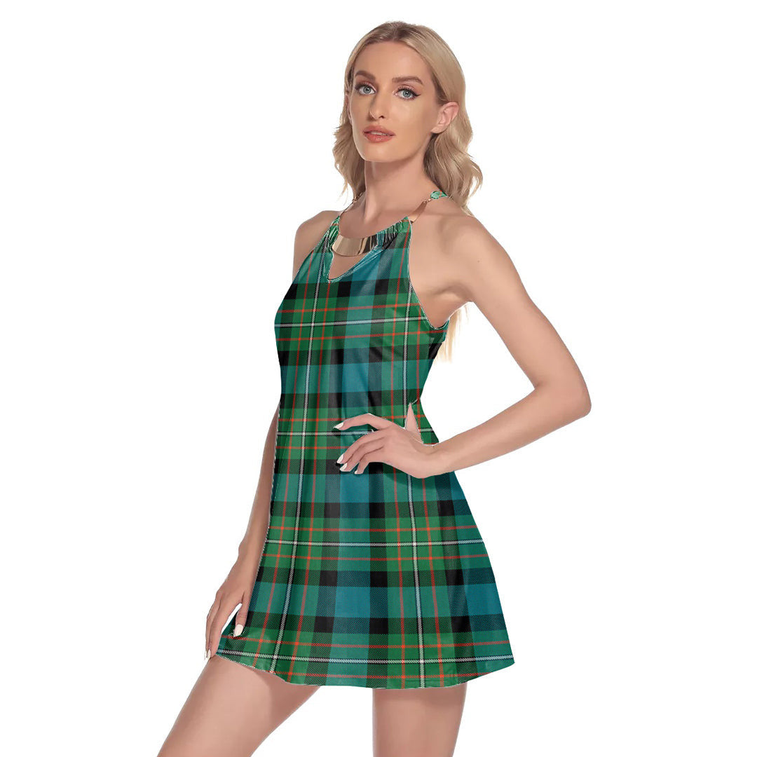 FERGUSON ANCIENT Tartan Plaid Round Neck Above Knee Dress