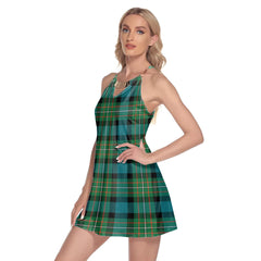 FERGUSON ANCIENT Tartan Plaid Round Neck Above Knee Dress