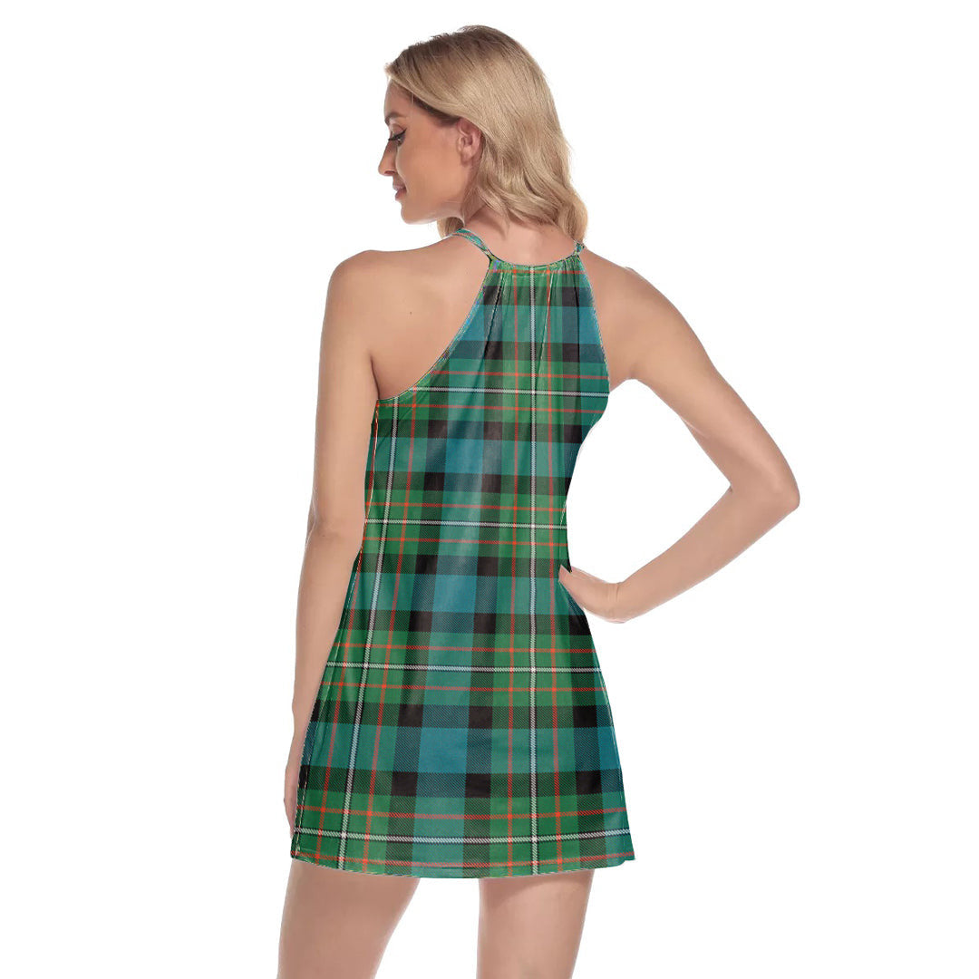 FERGUSON ANCIENT Tartan Plaid Round Neck Above Knee Dress
