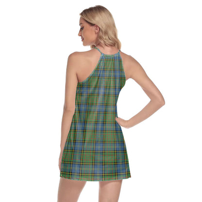 MacMillan Hunting Ancient Tartan Plaid Round Neck Above Knee Dress