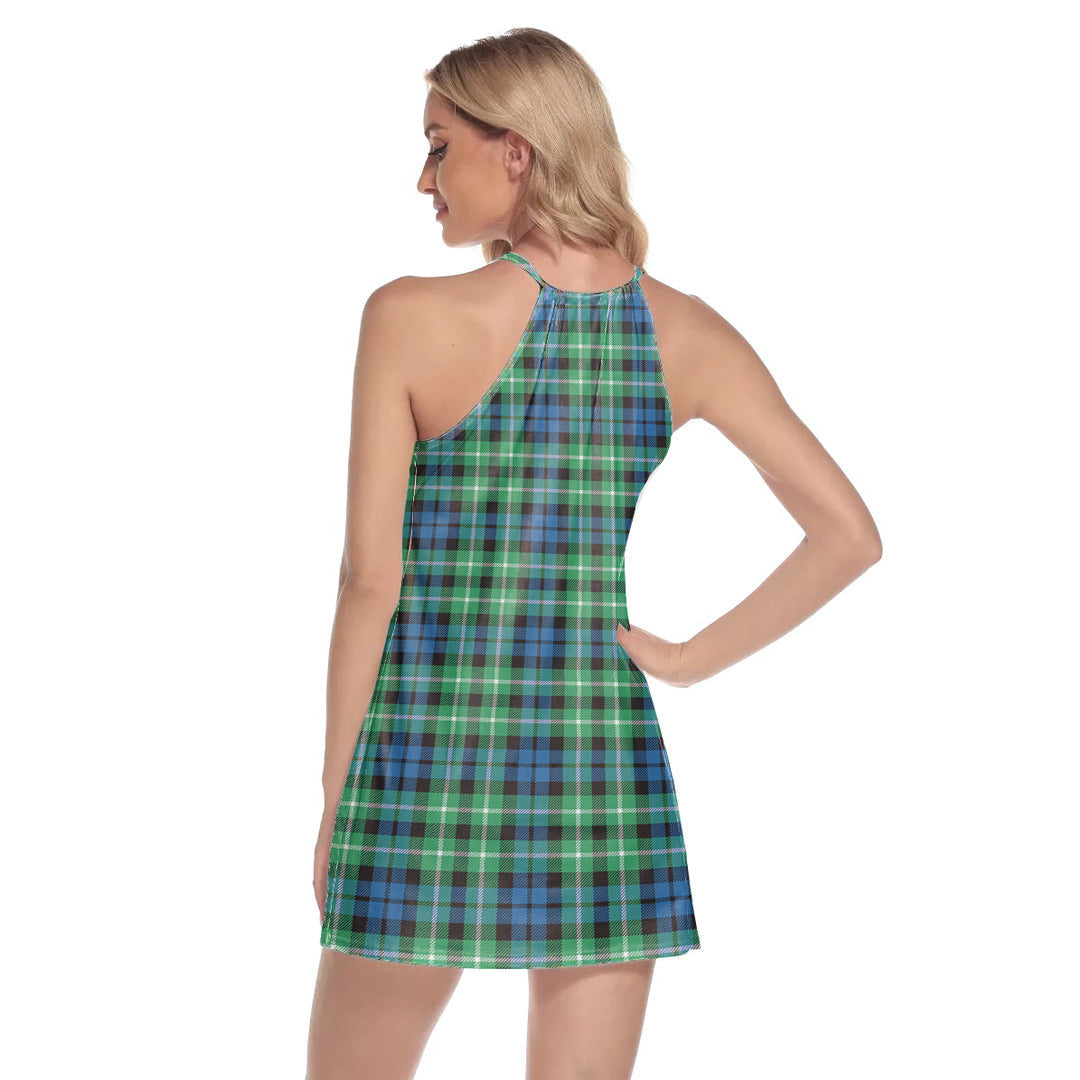 Graham of Montrose Ancient Tartan Plaid Round Neck Above Knee Dress