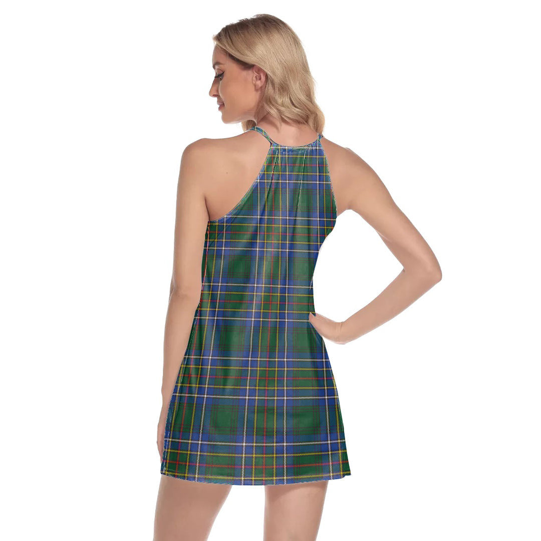 Cockburn Ancient Tartan Plaid Round Neck Above Knee Dress