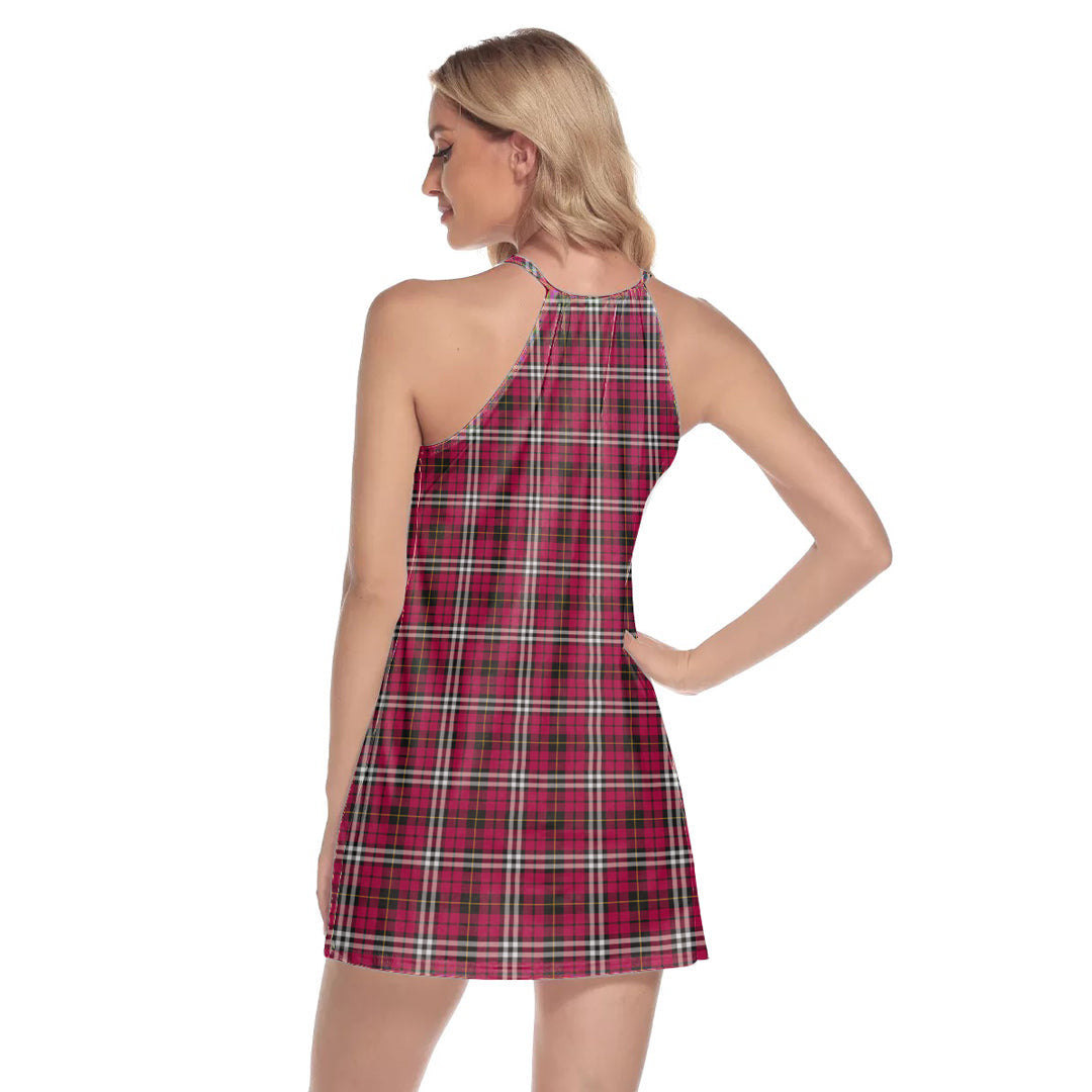 Little Tartan Plaid Round Neck Above Knee Dress