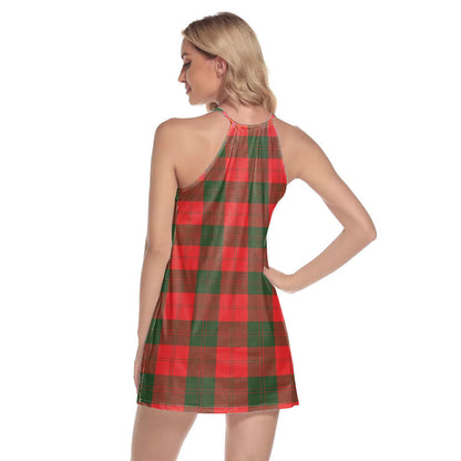 Erskine Modern Tartan Plaid Round Neck Above Knee Dress