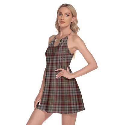 Nicolson Hunting Weathered Tartan Plaid Round Neck Above Knee Dress