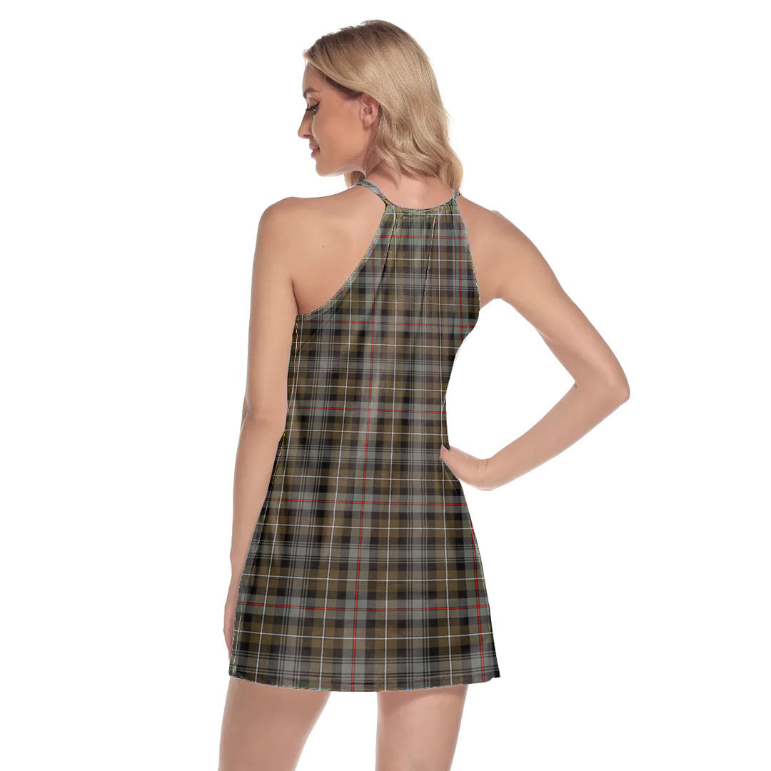 MacKenzie Weathered Tartan Plaid Round Neck Above Knee Dress