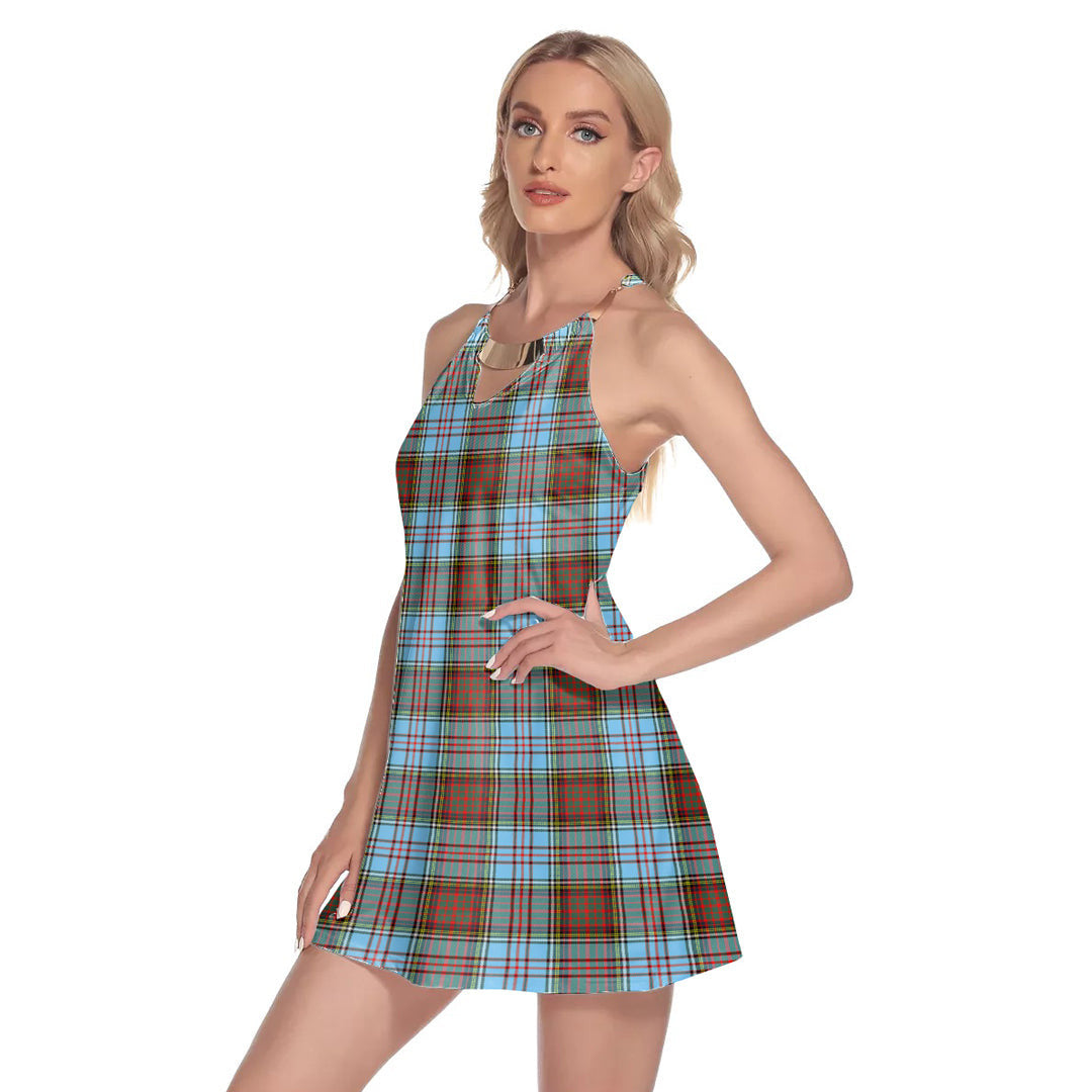 Anderson Ancient Tartan Plaid Round Neck Above Knee Dress