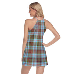 Anderson Ancient Tartan Plaid Round Neck Above Knee Dress