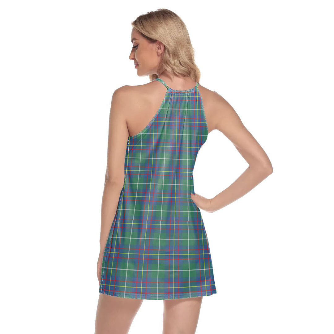 Inglis Ancient Tartan Plaid Round Neck Above Knee Dress