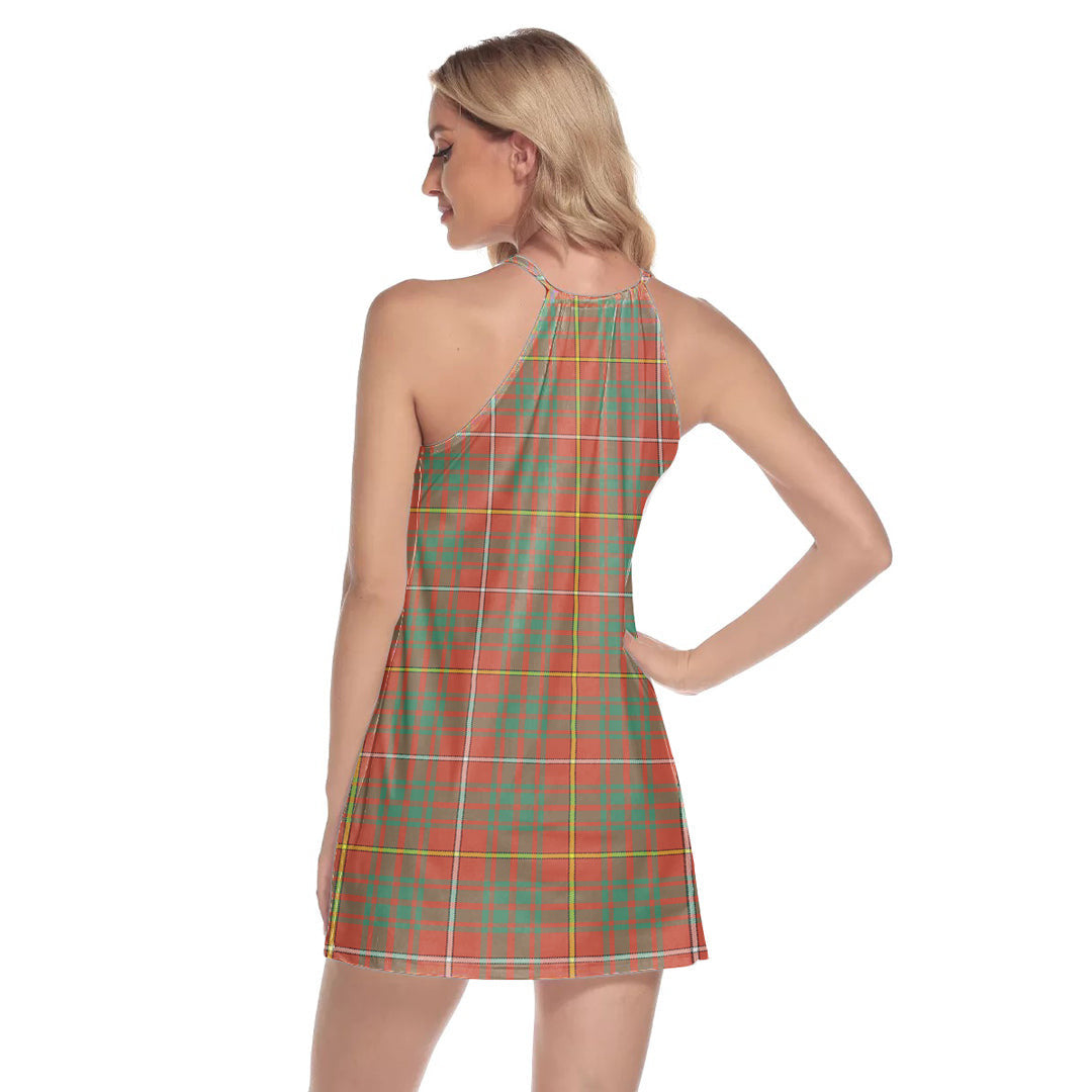 Bruce Ancient Tartan Plaid Round Neck Above Knee Dress