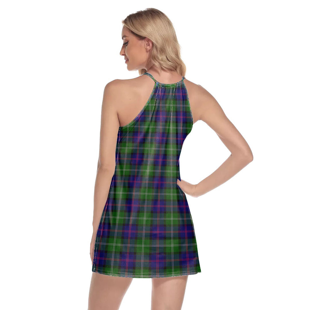 MacThomas Modern Tartan Plaid Round Neck Above Knee Dress