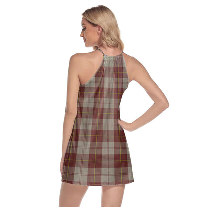 Cunningham Burgundy Dancers Tartan Plaid Round Neck Above Knee Dress