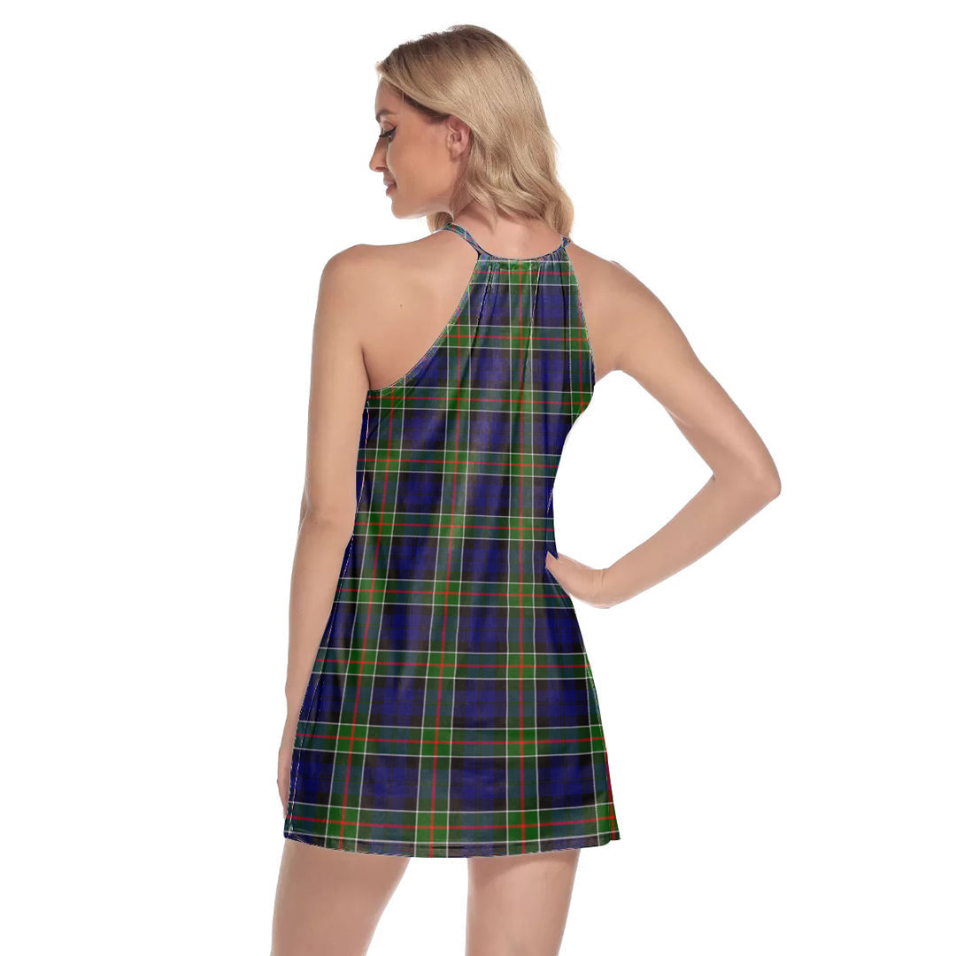 Colquhoun Modern Tartan Plaid Round Neck Above Knee Dress