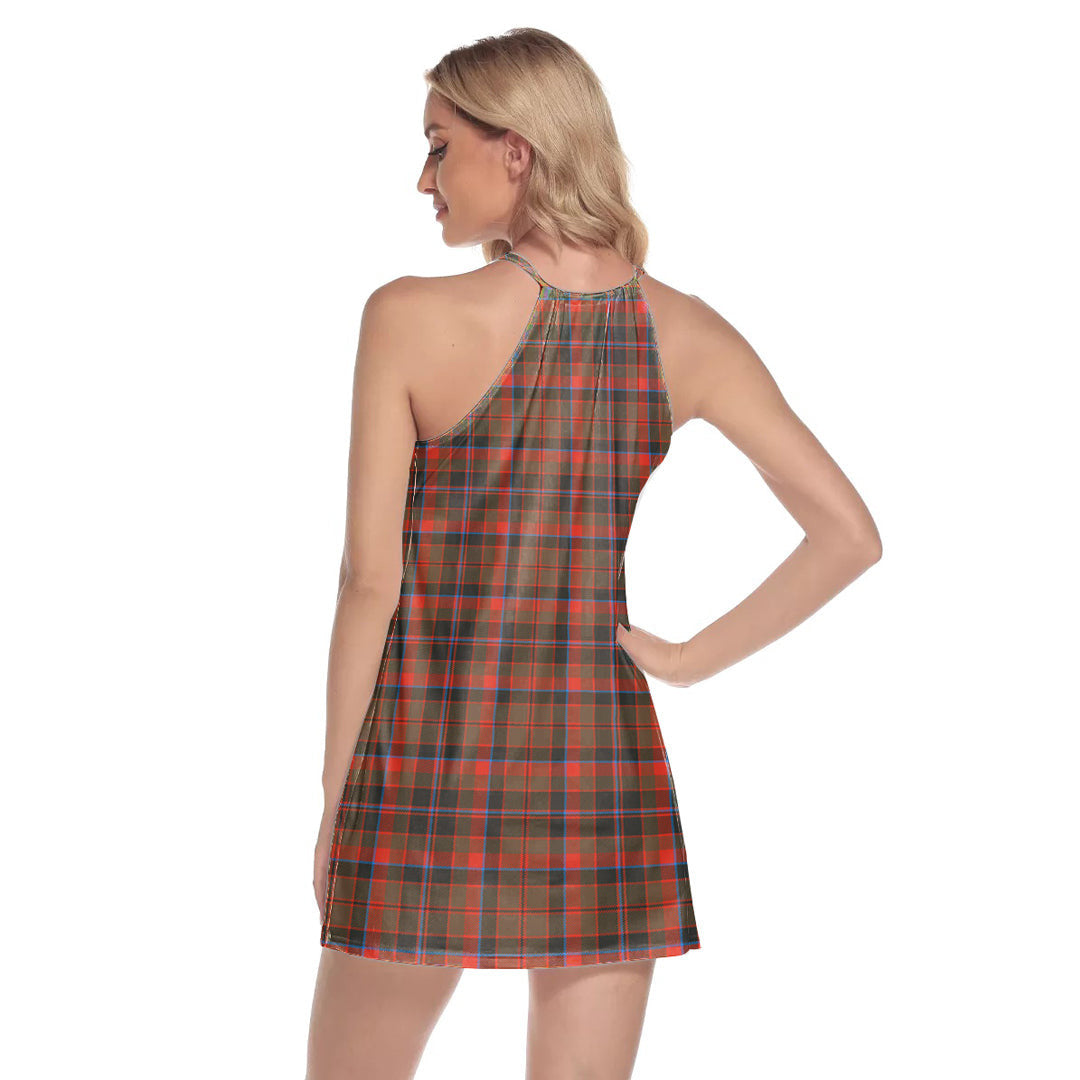 Cumming Hunting Weathered Tartan Plaid Round Neck Above Knee Dress