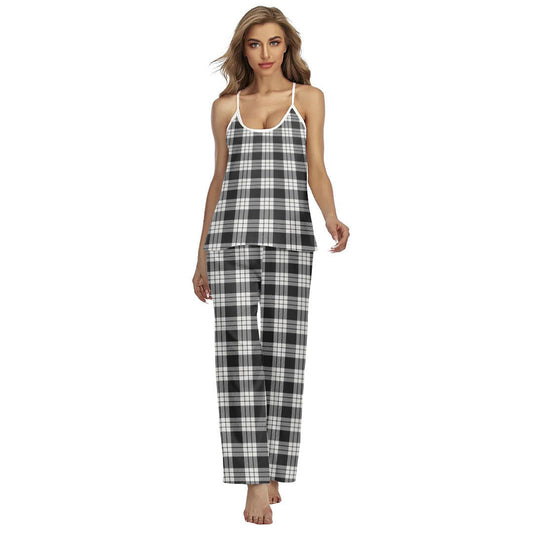 MacFarlane Black White Ancient Tartan Plaid Cami Pajamas Sets