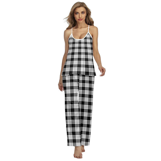 MacFarlane Black White Tartan Plaid Cami Pajamas Sets