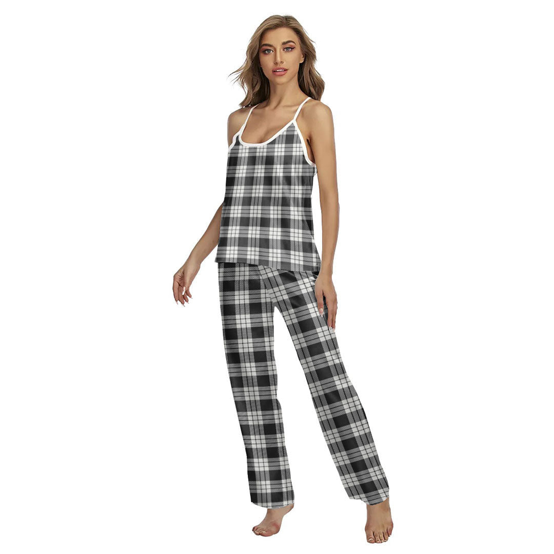 MacFarlane Black White Ancient Tartan Plaid Cami Pajamas Sets