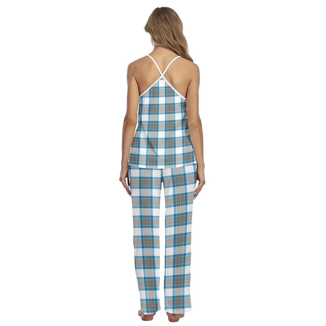 Stewart Muted Blue Tartan Plaid Cami Pajamas Sets