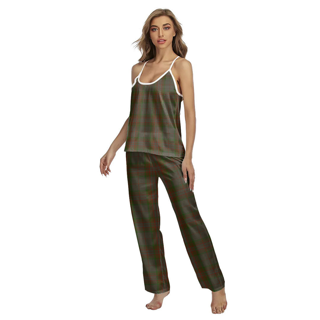 Gray Tartan Plaid Cami Pajamas Sets