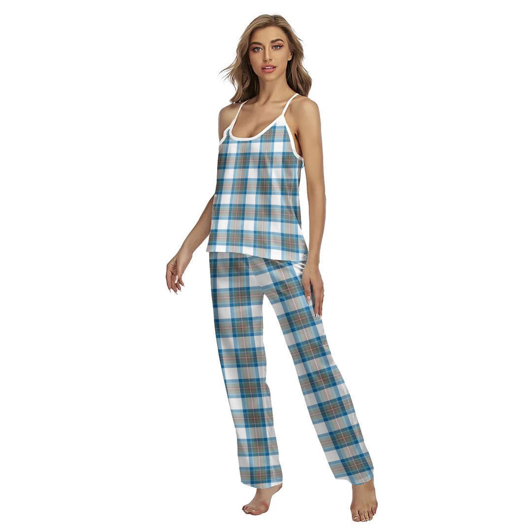Stewart Muted Blue Tartan Plaid Cami Pajamas Sets