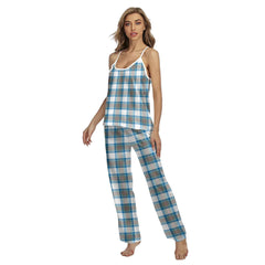 Stewart Muted Blue Tartan Plaid Cami Pajamas Sets