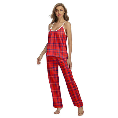 Rose Modern Tartan Plaid Cami Pajamas Sets