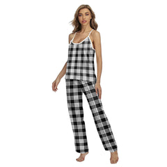 MacFarlane Black White Tartan Plaid Cami Pajamas Sets