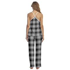Menzies Black White Modern Tartan Plaid Cami Pajamas Sets